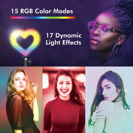 Kruhové světlo ve tvaru srdce RGB se stolním stojanem