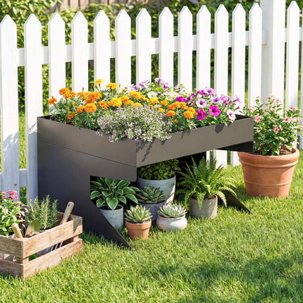 Robotic Lawn Mower Garage with Planter, Galvanized Steel