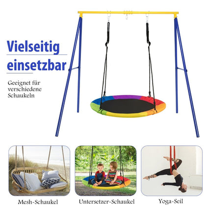 Robust metal swing frame A-frame garden swing frame 194 x 184 x 180 cm blue + yellow