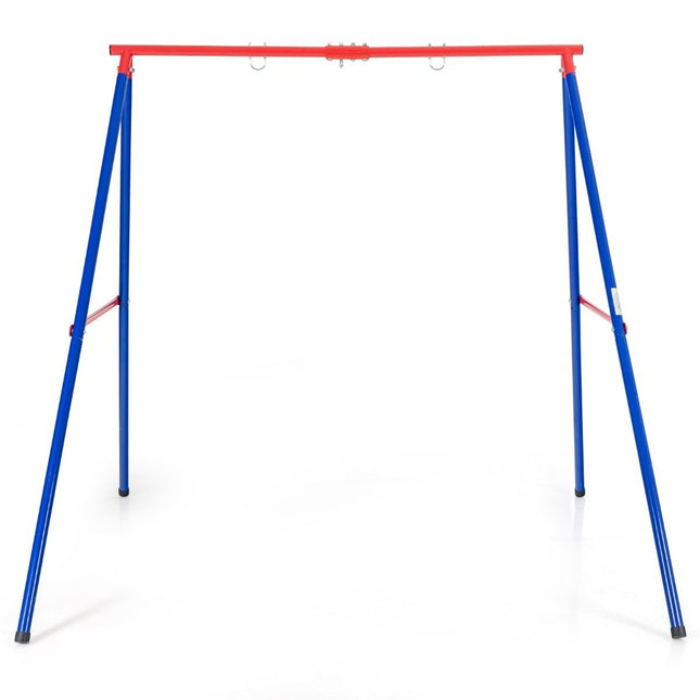 Robust metal swing frame A-frame garden swing frame 194 x 184 x 180 cm red + blue