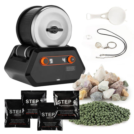 Rock Tumbler Kit, 4 Speeds, 1–9 Day Timer, 3 lb Barrel