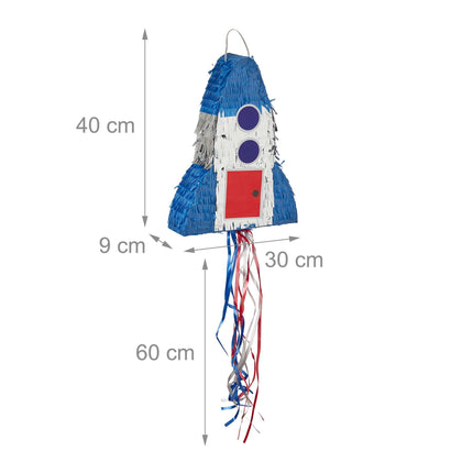 Sada piňata raketa s tyčí a maskou na párty