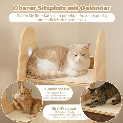 Raketenförmiger Katzenbaum mit Sisalmatte & Plattformen