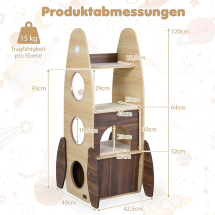 Raketenförmiger Katzenbaum mit Sisalmatte & Plattformen