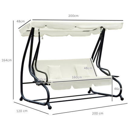 3-seat rocking chair with adjustable roof, cream