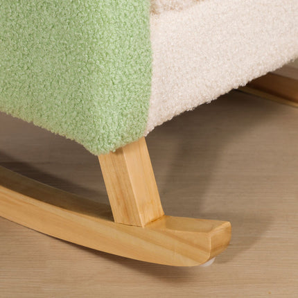 Green Lambskin Rocking Sofa for Kids - Eucalyptus Wood, Age 3+