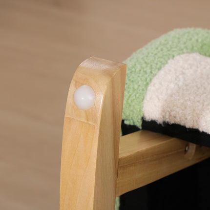 Green Lambskin Rocking Sofa for Kids - Eucalyptus Wood, Age 3+