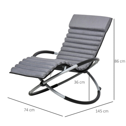 Ergonomic garden rocking chair in metal - dark grey, 145x74x88 Cm
