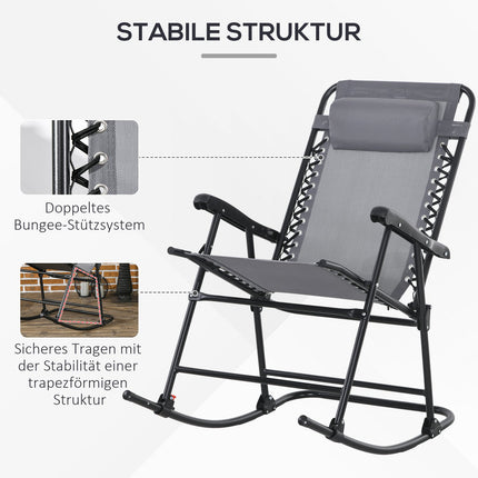 Folding garden rocking chair with cushion, capacity 120 kg