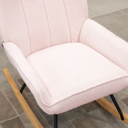 Pink Sherpa Fleece rocking chair, padded, 150 kg capacity