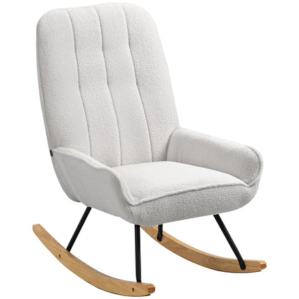 Rocking chair in gray sherpa fleece - padded for relaxation