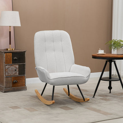Rocking chair in gray sherpa fleece - padded for relaxation