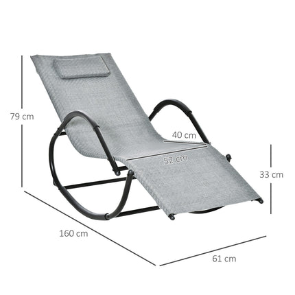 Houpací křeslo s poduškou, šedý textil, nosnost 160 kg