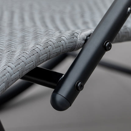 Houpací křeslo s poduškou, šedý textil, nosnost 160 kg