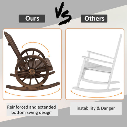 Houpací křeslo, rustikální dřevo, tmavě hnědé, design s koly