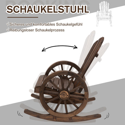 Houpací křeslo, rustikální dřevo, tmavě hnědé, design s koly