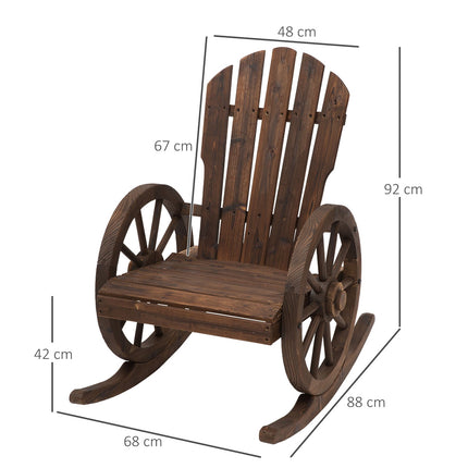 Houpací křeslo, rustikální dřevo, tmavě hnědé, design s koly