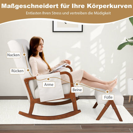 Houpací křeslo s podnožkou, ergonomický design, béžové