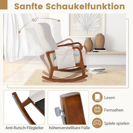 Houpací křeslo s podnožkou, ergonomický design, béžové