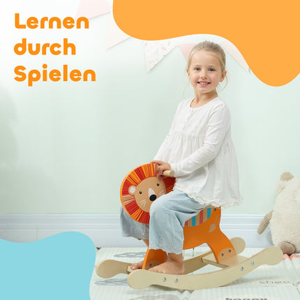Houpací kůň, design lva, dřevo, nosnost 25 kg, 2-5 let