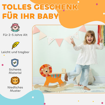 Houpací kůň, design lva, dřevo, nosnost 25 kg, 2-5 let