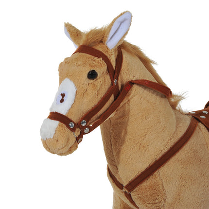 Plyšový houpací kůň se zvukem pro děti, béžový, 85 cm