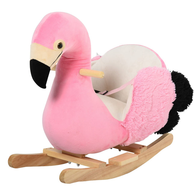 Houpací plameňák, plyšový s bezpečnostním pásem, 60 cm