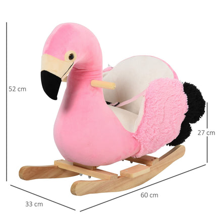 Houpací plameňák, plyšový s bezpečnostním pásem, 60 cm