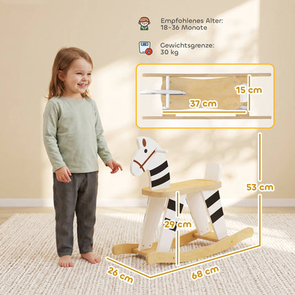 Rocking Horse for Toddlers, Black & White Pony Design