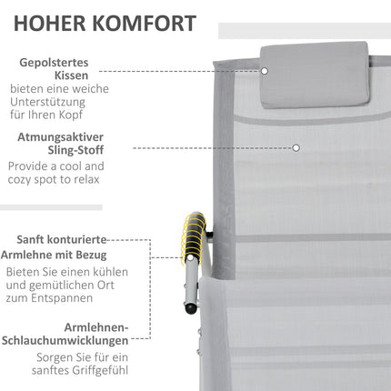 Zahradní houpací křeslo s opěrkou hlavy, světle šedý kov