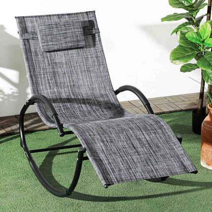 Gray rocking chair with cushion - 155 x 61 x 88 cm