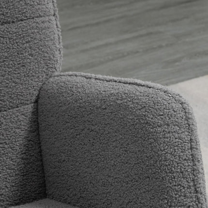 Houpací designové křeslo, tmavě šedá berber fleece, 71x92x101 cm