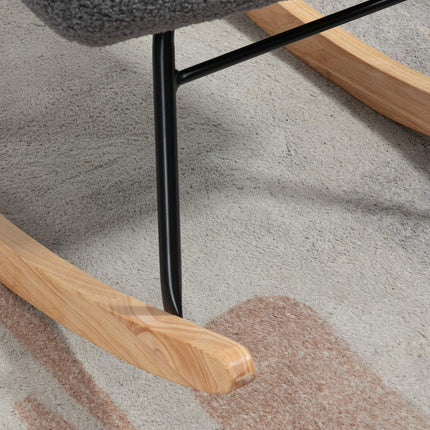 Houpací designové křeslo, tmavě šedá berber fleece, 71x92x101 cm