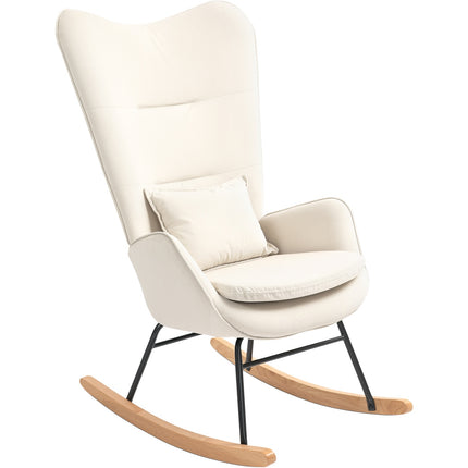 Rocking chair in velvet look, 120 kg Capacity, Cream white