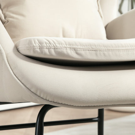 Rocking chair in velvet look, 120 kg Capacity, Cream white