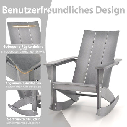 Rocking chair outdoor Adirondack garden chair made of HDPE 93 x 55.5 x 90 cm gray