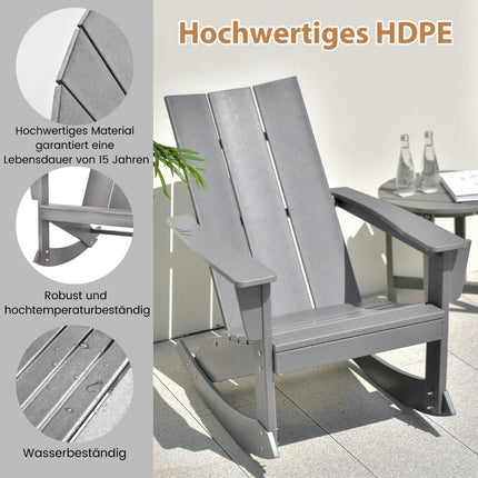 Rocking chair outdoor Adirondack garden chair made of HDPE 93 x 55.5 x 90 cm gray