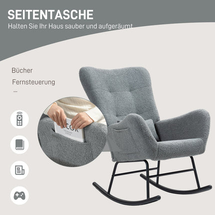 Gray rocking chair with armrests & lumbar support
