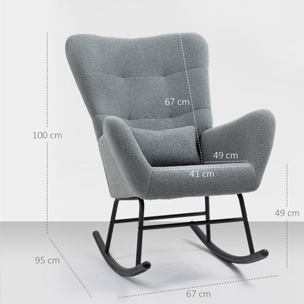 Gray rocking chair with armrests & lumbar support