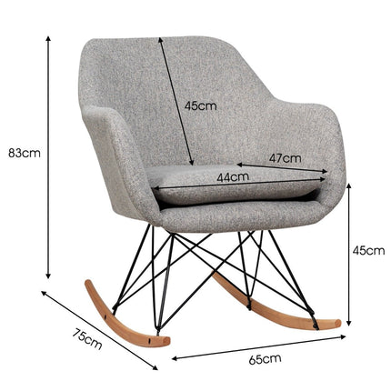 Houpací křeslo s vysokou ergonomickou opěrkou a integrovanou područkou, kojicí relaxační křeslo, čalouněné šedé
