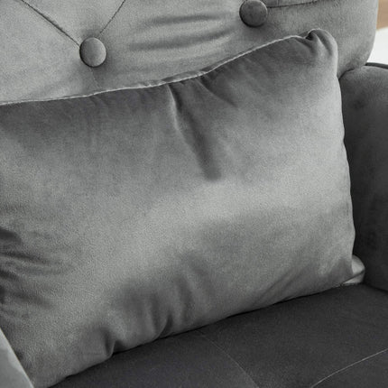 Dark gray velvet rocking chair with stool - subdued relaxation