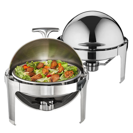 Roll Top Chafing Dish Set, 6 Qt, 2-Pack Stainless Steel