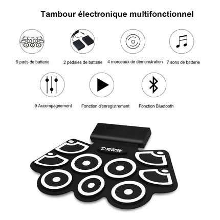 Rolovací elektronické bicí pady, USB MIDI, Bluetooth, konektor na sluchátka