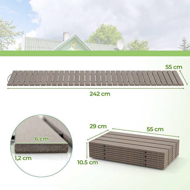 Rolovací zahradní chodník z HDPE, 242x55 cm, odolný proti povětrnosti