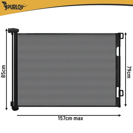 Roll-Up Pet Safety Gate Up to 157 cm for Doors and Stairs, Black