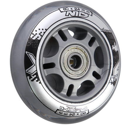 Kolečka na brusle 80x24 mm, průhledná, sada ložisek ABEC-7
