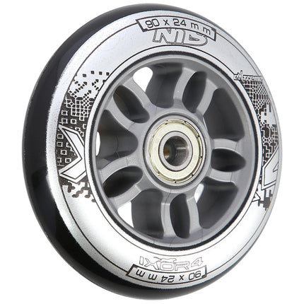 Roller Skate Wheels 90x24 82A Black + ABEC-9 Bearings Set