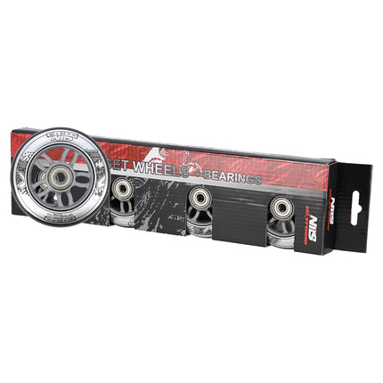 Roller Skate Wheels 90x24 82A Black + ABEC-9 Bearings Set