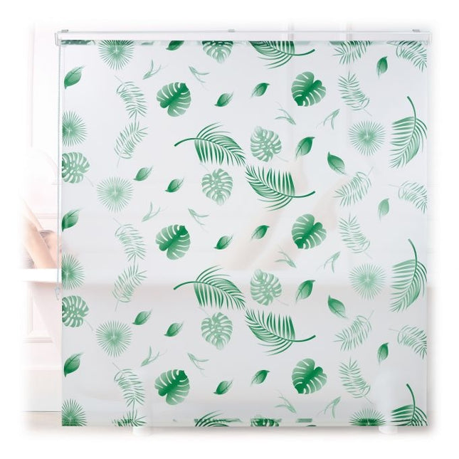 Roller blind for shower Leaves green