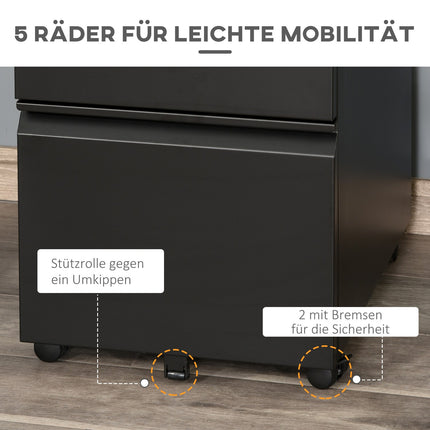 Rolling steel cabinet with 3 drawers - Office storage